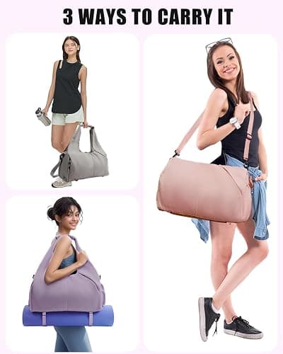 RHDZO Gym Bag for Women with Shoe Compartment Yoga Mat Bag with Wet Pocket and Water Bottle Holder Weekender Bag with Strap thumbnail 6