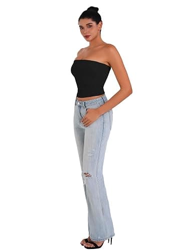 Sunzel Women’s Strapless Sexy Tube Top Double Lined Sleeveless Crop Top Summer Basic Bandeau Tops for Layering or Going Out thumbnail 6