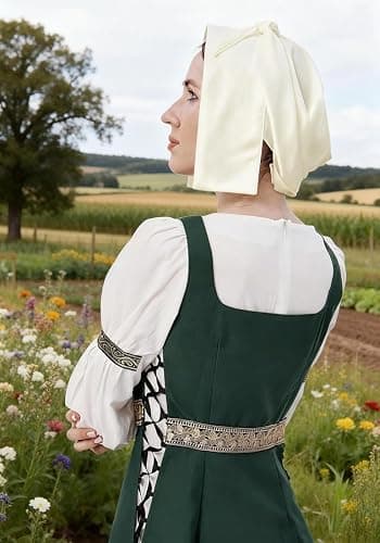 FURPHI Medieval Winged Coif Cap Renaissance Peasant Amish Hat Women's Colonial Cosplay Headwear Accessories thumbnail 6