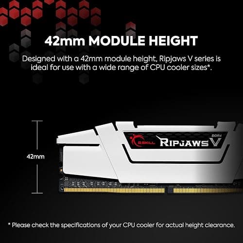 G.SKILL RipjawsV Series DDR4 RAM (XMP) 32GB (2x16GB) 3600MT/s CL18-22-22-42 1.35V Intel AMD Desktop Computer Memory U-DIMM - Black (F4-3600C18D-32GVK) thumbnail 3