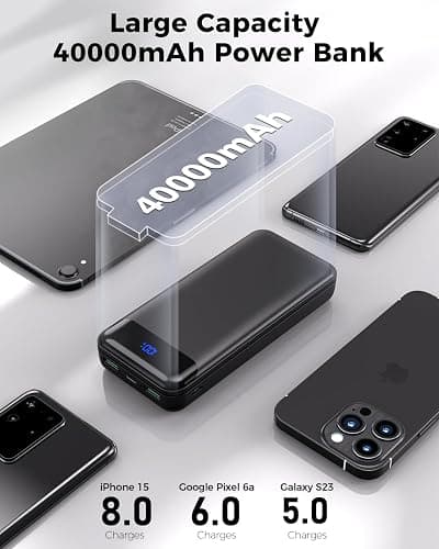 Portable Charger Power Bank 40000mAh Powerbank PD 30W and QC 4.0 Fast Charging External Battery Pack with USB-C LED 3 Outputs & 2 Inputs Portable Charging for iPhone 15 14 13 pro, Samsung thumbnail 3