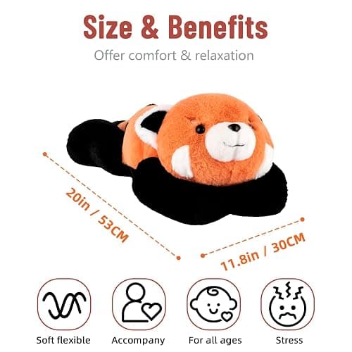 Niuniu Daddy 20" | 3.3 Pound Red Panda Weighted Stuffed Animals Plush Toy, Small Pillowfort Weighted Plush Animals for Kids Adults, Heavy Beads Body Stuffed Animal Pillow for Gift Birthday Christmas - Red Panda - Medium thumbnail 3