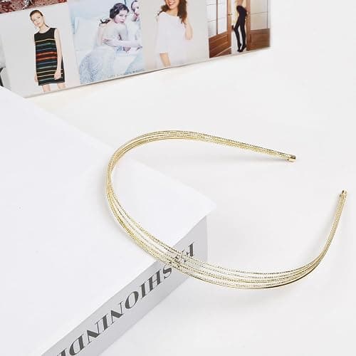 Tobeffect Multi Layers Metal Headbands for Women, 2Packs Fashion Thin Headband Layered Gold Elegant Hairbands Headpiece Trendy Hair Accessories for Girls thumbnail 6