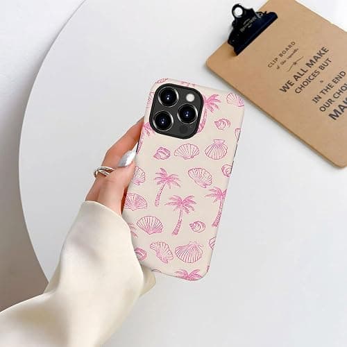 DAIZAG Case Compatible with for iPhone 16 Pro Max,Pink Seashells Palm Trees Beach Phone Case for iPhone 16 Pro Max for Girl Women Boy Men thumbnail 5