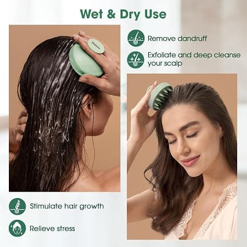 Hotosu Scalp Massager Brush for Hair Growth – Silicone Scalp Scrubber & Scalp Exfoliator – Manual Scalp Massager Brush for Wet or Dry Use – Hair Massager Scalp Shampoo Brush Tool (Green) thumbnail 7
