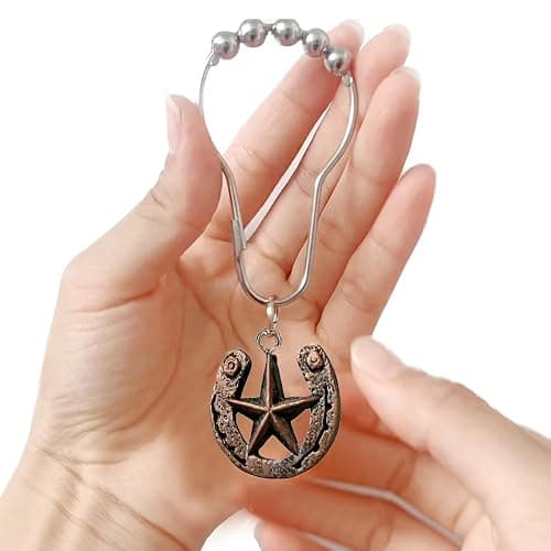 Western Shower Curtain Hooks, 12PCS Western Cowboy Bathroom Decor Brown Cowboy Shower Curtain Hooks Rustic Country Creative Shower Curtain Rings thumbnail 5
