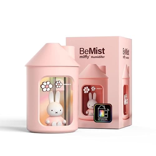 Mipow X Miffy Double Spray Humidifier 2.0 Smart App-Control RGB LED, Mini Cute Humidifier with Night Light, 500ml for Bedroom, Nursery/Office - Pink - Image 1