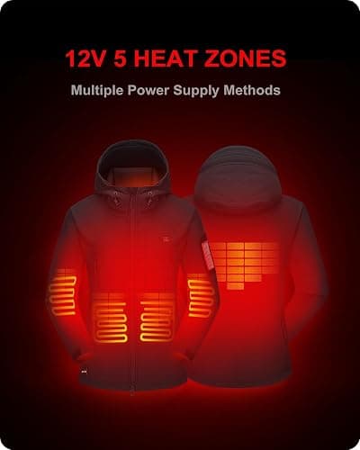 DEWBU Heated Jacket for Women with 12V Battery Pack Winter Outdoor Soft Shell Electric Heating Coat thumbnail 3