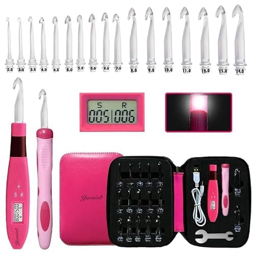 Yarniss 17 Size Counting Crochet Hooks Set, Light Up Crochet Hooks for Stitch & Row Counter - Image 1