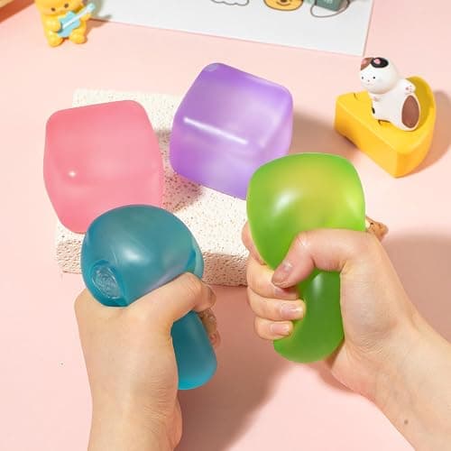 Stress Cube Squishy Fidget Toys, 2.17" Slow Rising Ice Cube Stress Ball, Sensory Sugar Squishy Squeeze Toys for Adults & Kids, Anxiety Relief Desk Toys, Classroom Prizes Party Favors (Blue) thumbnail 4