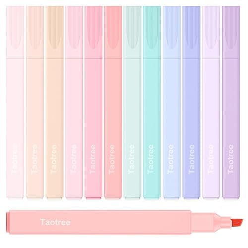 Taotree 12Pcs Aesthetic Cute Highlighters Assorted Colors, Back to School | Bible Highlighters and Pens No Bleed, Chisel Tip Pastel Markers Pens for Journaling, School Supplies, Office Desk Accessories - Image 1
