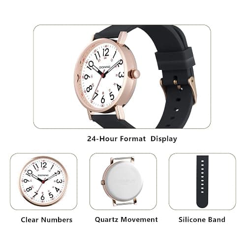 cicininc Watch with Second Hand for Nursing Women | Analog | Military Time | Silicone Band | Easy Read Dial | 12/24H | for Nurses, nursing students, medical professionals thumbnail 6