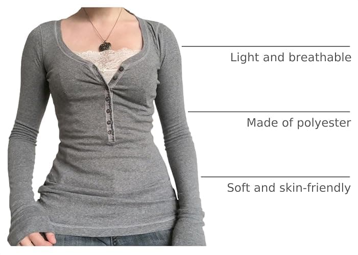 Women Fairy Grunge Shirts Y2K Fall Tops Long Sleeve Lace Trim Tee | Teen Girls Vintage Slim Blouse Cute Aesthetic Clothes thumbnail 4