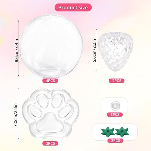 8PCS Squishy Skins 3.35IN, TPR Fillable Strawberry Squishy Skins with Plugs | DIY Squishy Making Kit, Clear Strawberry & Cat Paw Empty Squishy Skin, Adult Stress Relief Handmade Stress Ball Maker Kit thumbnail 3