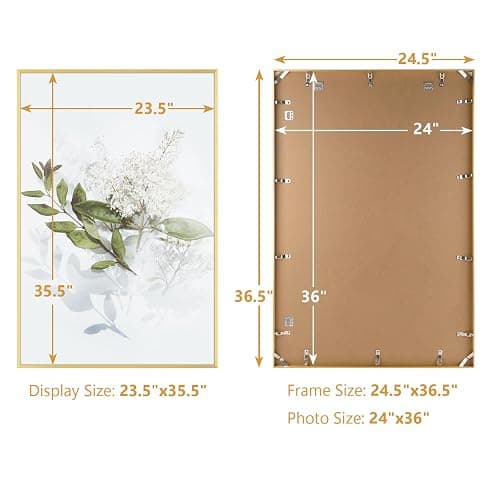 Golden State Art, 24x36 Aluminum Picture Frame, Gold Metal Thin Poster Frames for 24 x 36 inch Photo, Acrylic Front, Wall Hook for Horizontal or Vertical Display, 1 Pack thumbnail 3