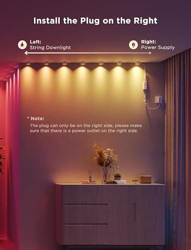 Govee RGBIC String Downlights, Smart LED String Lights Works with Alexa, Color Changing Indoor Wall Light Fixture for Party, Music Sync, 9.8ft with 15 LEDs, White thumbnail 6