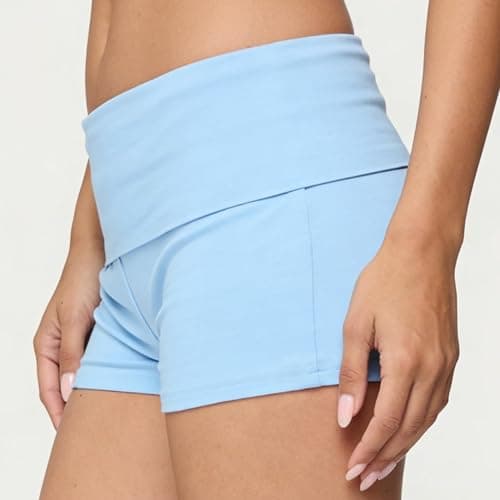 KMBANGI Womens Fold Over Shorts Elastic Waist Y2k Lounge Shorts Foldover Cute Pajama Micro Bottoms Mini Shorts Sleepwear thumbnail 5