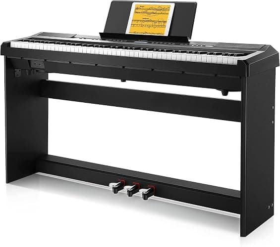 Donner DEP-20 Beginner Digital Piano 88 Key Full Size Weighted Keyboard, Portable Electric Piano with Furniture Stand, 3-Pedal Unit - Image 1