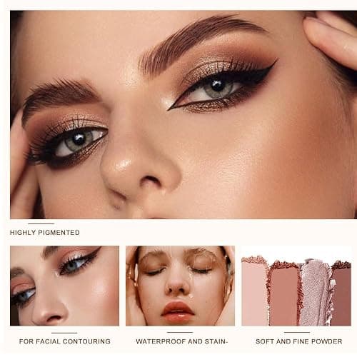 Mivota Rose Nude Eyeshadow Palette, 5 Colors Pink Brown Matte and Rose Gold Shimmer, Soft Glam Neutral Shades with Mauve Tones, Highly Pigmented Long Lasting Blendable for Daily Natural Makeup, 2# thumbnail 6