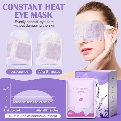 flintronic Máscara para Ojos de Vapor, 12 Pcs Eye Mask Warming, Lavanda Autocalentada Máscara de Ojos de Sueño Caliente Desechable para Relajación y Tensión de Ojos (Lavender) thumbnail 5