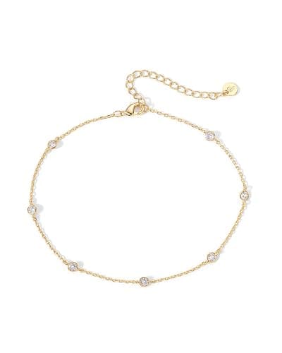 PAVOI 14K Gold Plated Anklet for Women - Trendy Link Chain Ankle Bracelet Summer Jewelry - Boho Dainty Anklets with Cubic Zirconia, Beaded, Evil Eye, Star, Station, Pearls Adjustable Gold Jewelry thumbnail 2