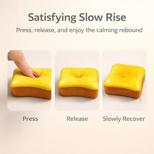 2 Pack Bread Squishy, Slow Rising Toast Squishy, Cute Fidget Toys for Desk Breaks, Palm-Size Squeeze Toy, Party Favor Gift, Stocking Stuffer thumbnail 3