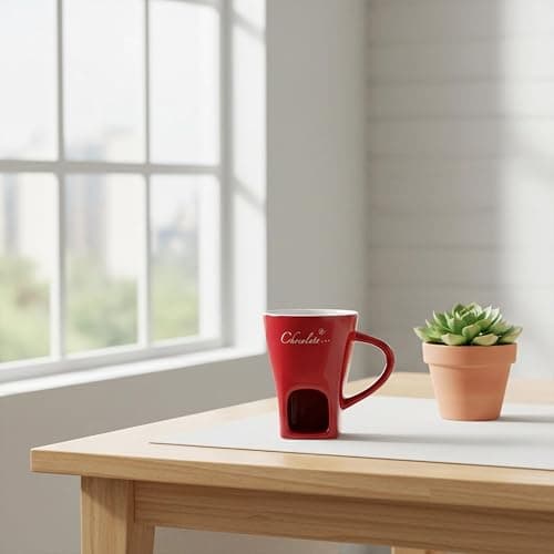 HOMEFISH Chocolate Fondue Mug Ceramic Melting Mug Fondue Coffee Cup Melting Fondue Mug for Chocolate Cheese Butter 130 ml (R) thumbnail 4