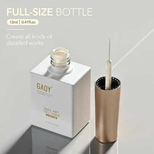 GAOY Beige Swirl Gel Nail Polish Art Liner, 12ml UV Gel with Thin Brush | Beige White Color Nail Paint Design with Thin Brush, French Tip Tool, UV/LED Cure Required, DIY French Manicure at Home thumbnail 6