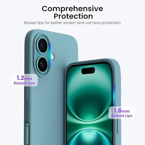 ORNARTO Compatible with iPhone 16 Case 6.1", Slim Liquid Silicone 3 Layers Full Covered Soft Gel Rubber Shockproof Phone Case, Protective Cover with Anti-Scratch Microfiber Lining-Cactus thumbnail 4