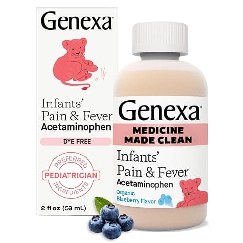 Genexa Infants' Clean Acetaminophen | Pediatrician Preferred Ingredients | Pain Reliever & Fever Reducer for Babies | Dye Free, 0% Artificial Additives | Delicious Organic Blueberry Flavor, 2 fl oz - Image 1