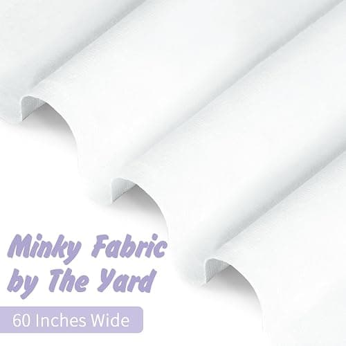 Entisn Minky Fabric by The Yard, 2 Yards x 60 Inch Wide Pre-Cut Minky Fleece Fabric White Cuddle Minky Fabric, Soft Plush Fabric Solid Minky for Blanket, Pillow Cover, Scarf, Sewing thumbnail 4