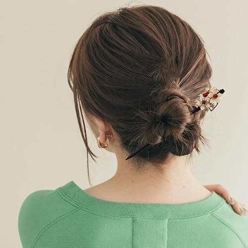 Arvintas 4 PACK Japanese Chinese Wooden Hair Stick, Hairpin with 4 Different Flower Styles, Retro Wooden Hair Accessories for Women Girls thumbnail 5