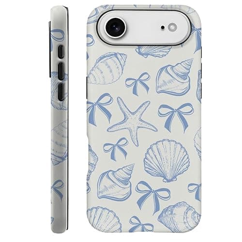 DAIZAG Case Compatible with iPhone 17 Air,Fit Shockproof Cover for Women Girls,Blue Seashell Bow - Image 1