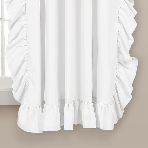 Lush Decor Reyna Ruffle Window Curtain Panel Set, Pair, 54" W x 45" L, White - Flowy Curtain Set - Romantic Ruffle Curtains for Bedroom, Living room, or Dining Room - Farmhouse & Cottage Home Decor thumbnail 4