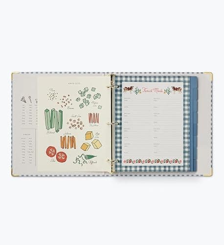 RIFLE PAPER CO. Home Sweet Home Recipe Binder w/Metallic Gold Foil Accents | 1" 3-Ring Binder, Holds 175 Pages, 16 Tabbed Dividers, Double-Sided Pocket Folder, Adhesive Labels, 10 Recipe Sleeves thumbnail 6