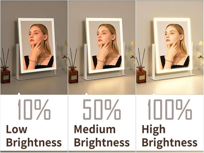 Lighted Vanity Mirror with Lights, Makeup Mirror with Light, 16.7"x 13.2",Three Color Lighting Modes and Dimmable Lighting, Smart Touch Control, 360°Rotation, for Vanity Desk Tabletop,Dressing Room thumbnail 4