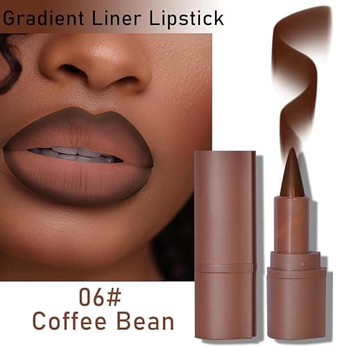 3Pcs 2-in-1 Gradient Lip Liner and Lipstick Lip Combo Set - Coffee Bean & Mulberry & Dark Colors Achieve Flawless Contour and Gradual Ombre Effect Crayon Form Cone Tip, Dark Brown Black Lip Liner Set thumbnail 2