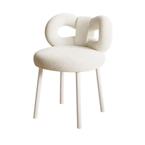 Slzyqnyy Small Vanity Chair with Bow Backrest – White Makeup Stool for Dressing Table, Armless Beauty Chair with Adjustable Foot Pads, Bedroom for Women Girls, Compact Makeup Stool (White) - Image 1