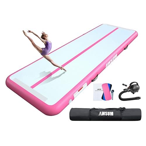 AWSUM Inflatable Gymnastics Mat 10ft/13ft/16ft/20ft/23ft Training mat 4/8 inches Thick tumbling mat with Electric Pump for Home/Gym/Outdoor - Image 1