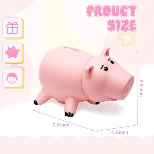 Hamm Piggy Bank Cute Pink Pig Money Box Plastic Saving Coin Box with Color Package Money Bank Great Gift Toy for Kid Children Girls Boys thumbnail 3