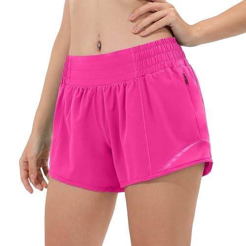 Aurefin High Waisted Athletic Shorts for Women, Womens Plus Size Running Workout Shorts with Liner and Zip Pocket 4 inch - Image 1