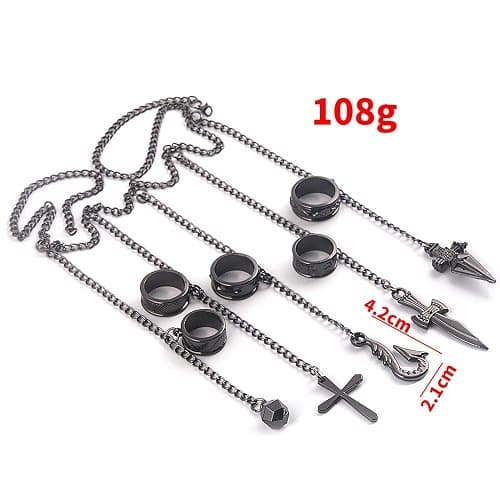 Anime HXH Kurapika Charm Bracelet - Anime HXH Cosplay Five Finger Rings Bracelet For Women Men - Best Stuff for Collection Jewelry Halloween Cosplay Gifts thumbnail 3