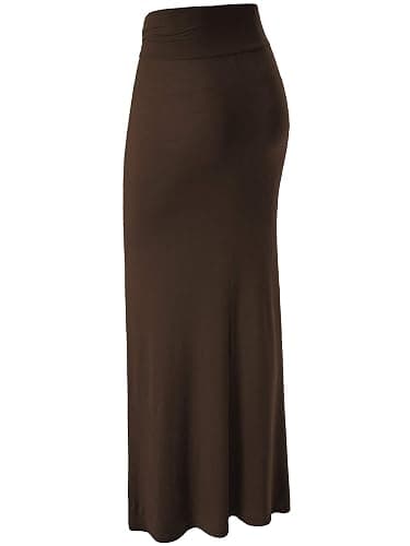 Made By Johnny Women's Solid Basic Lightweight Floor Length Flare Long Maxi Lounge Skirt (S~3XL) thumbnail 3