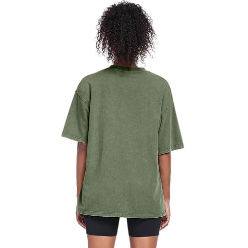 Womens Vintage Oversized T Shirts Acid Washed Baggy Cotton Tee Workout Gym Shirts Boyfriend Short Sleeve Tops thumbnail 4