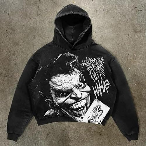 Sudiup Y2K sweatshirt with hip-hop letter print oversized men's and women's hoodies, casual loose solid Gothic top thumbnail 4