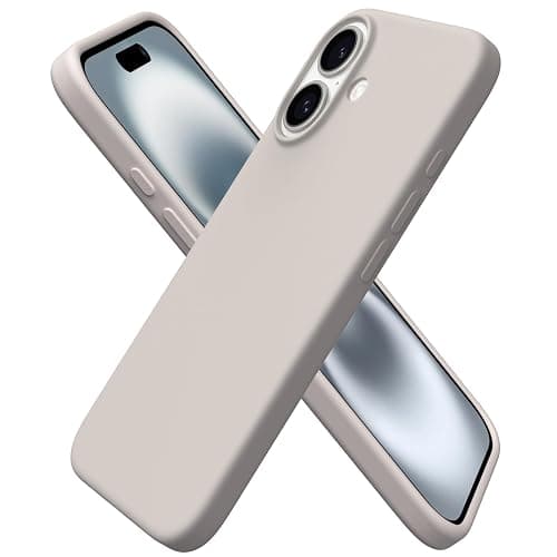 ORNARTO Cover per iPhone 16 6,1 Pollici, Custodia in Silicone Liquido per iPhone 16, Cover Morbida e Resistente con Fodera in Microfibra, Protezione Completa-Grigio Pietra - Image 1