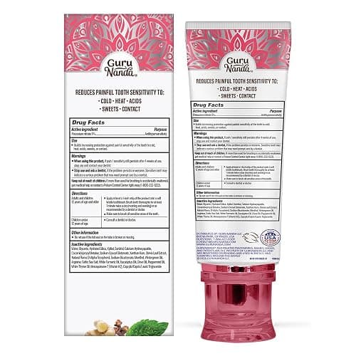GuruNanda Sensitive Toothpaste – 5% Potassium Nitrate for Tooth Sensitivity Relief, Nano Hydroxyapatite & White Turmeric for Happy Gums, Fluoride-Free, Natural Clove Mint, 4.2 oz thumbnail 9