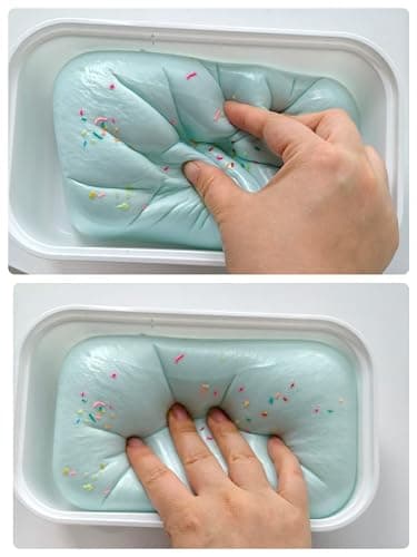 Realistic Faux Box Cake Stress Relief Tool for Adults Sticky Tactile Dough Fidget for Office Desk Focus Anxiety Management Slow Rising Sensory Squeeze for Adults (Blue) thumbnail 3