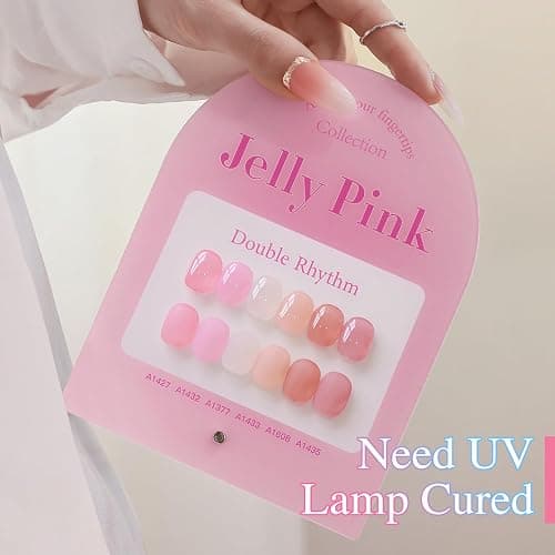 Double Rhythm 6 Pcs 15 ML Gel Polish Set Same Color Same Bottle Soak Off Gel Polish Kit Nail Art Manicure Salon DIY at Home for Women (Jelly Milky White Nude Pink Rose-T6-23) thumbnail 4
