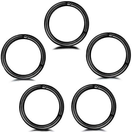 5Pcs Stainless Steel 16G 18G Sleeper Hoop Earrings for Women Men Septum Hinged Clicker Nose Lip Ring Helix Daith Cartilage Tragus Piercings Tiny Small Huggie Hoops Hypoallergenic Sensitive Ears Jewelry - Image 1